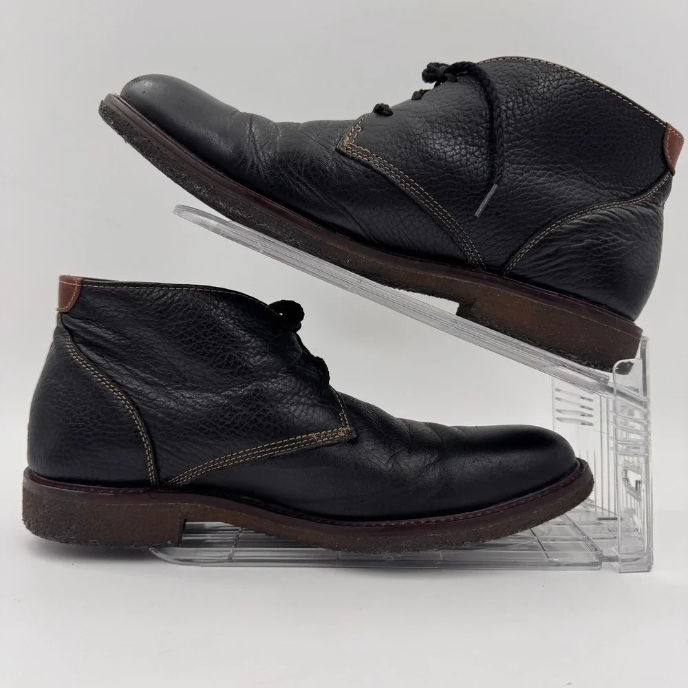 Johnston & Murphy Black Leather Copeland Chukka Boots Memory Foam Size 9M